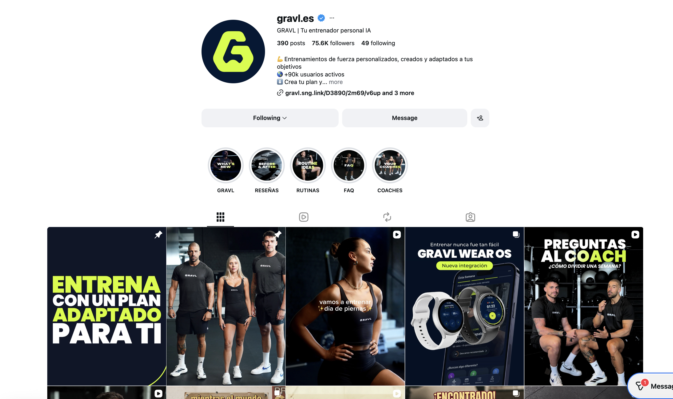 Instagram de Gravl en español