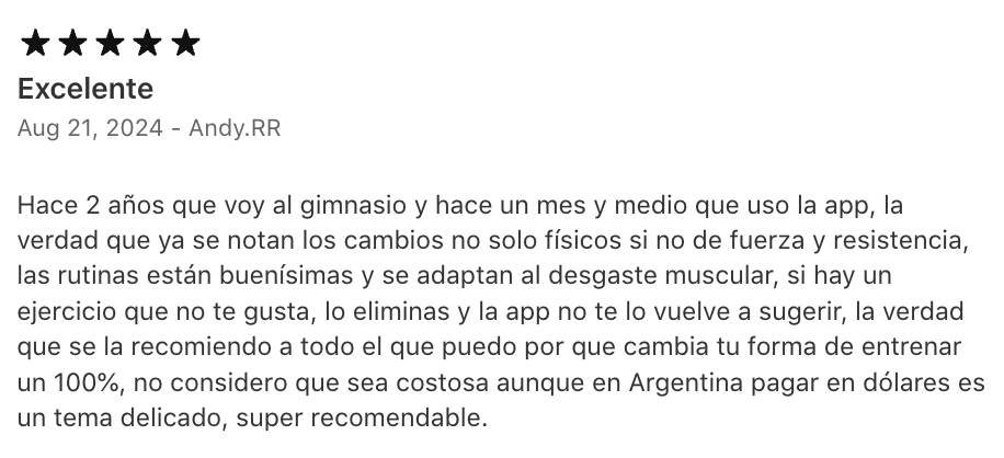 Review de usuario de Gravl 12